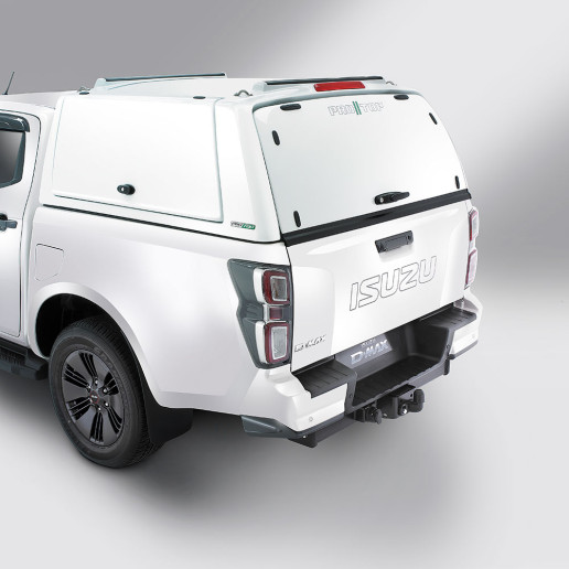 Isuzu D-Max Extended Cab 2025- ProTop Gullwing Commercial Canopy in 527 Splash White with Solid Rear Door IACC5882-527S