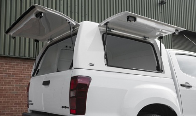Truckman Utility Hi Roof Gullwing Canopy Gel Coat White Isuzu Accessories