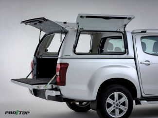 Isuzu D-Max gullwing canopy with solid side doors and tailgate