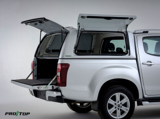 Isuzu D-Max Pro//Top Gullwing Hard Top Canopy with Glass Rear Door – Splash White Coloured